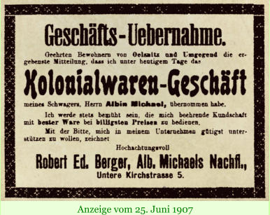 Anzeige vom 25. Juni 1907